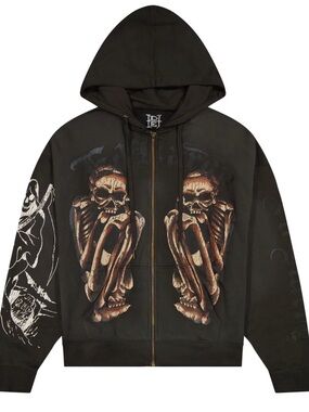 NWT Ed Hardy SKELES BOXY ZIP HOODIE - SUNFADE GREY Size XL